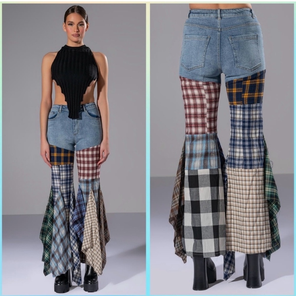 Patchwork High Rise Jeans - image 1